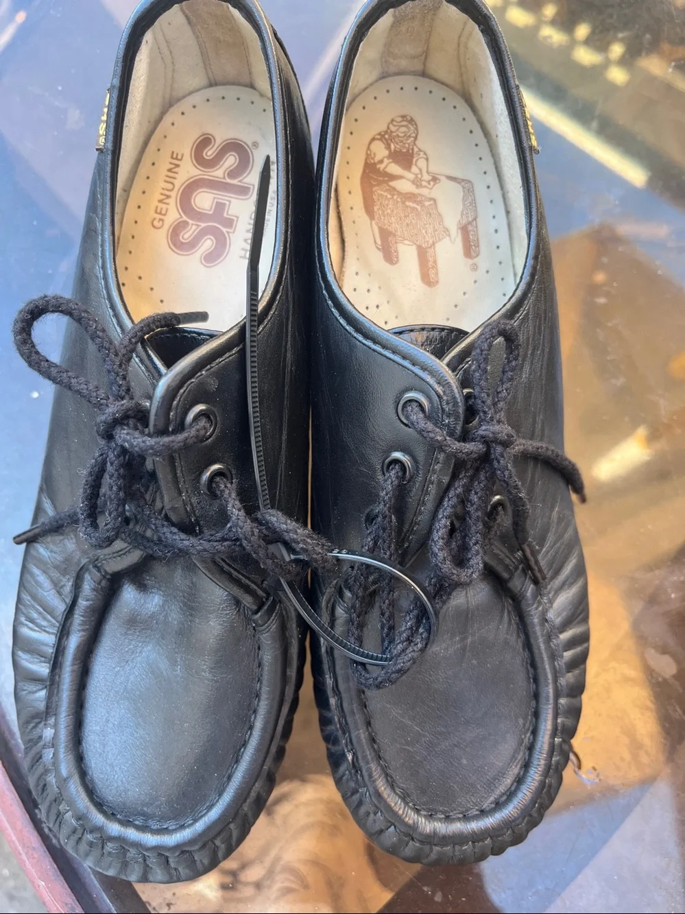 SAS Kids Black Leather Lace-Up Dress Shoes